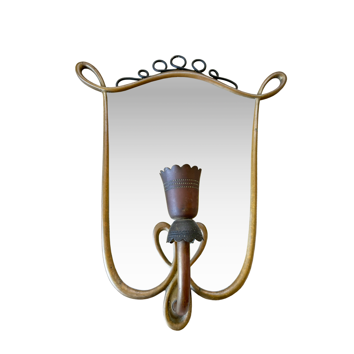 A Pair of Mirror Glass Wall Sconces Attributed to Gio Ponti