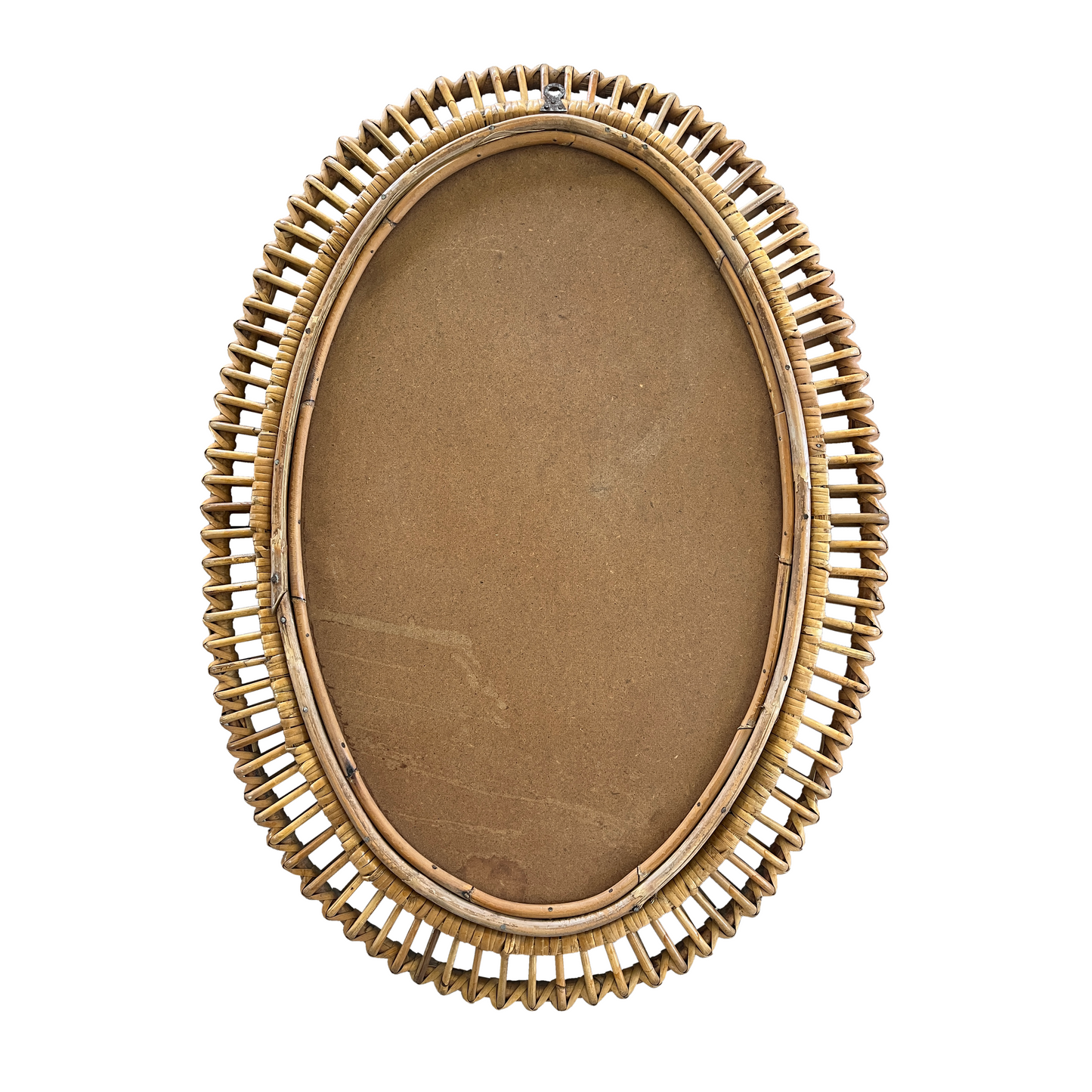 Large Vintage Oval Rattan Mirror