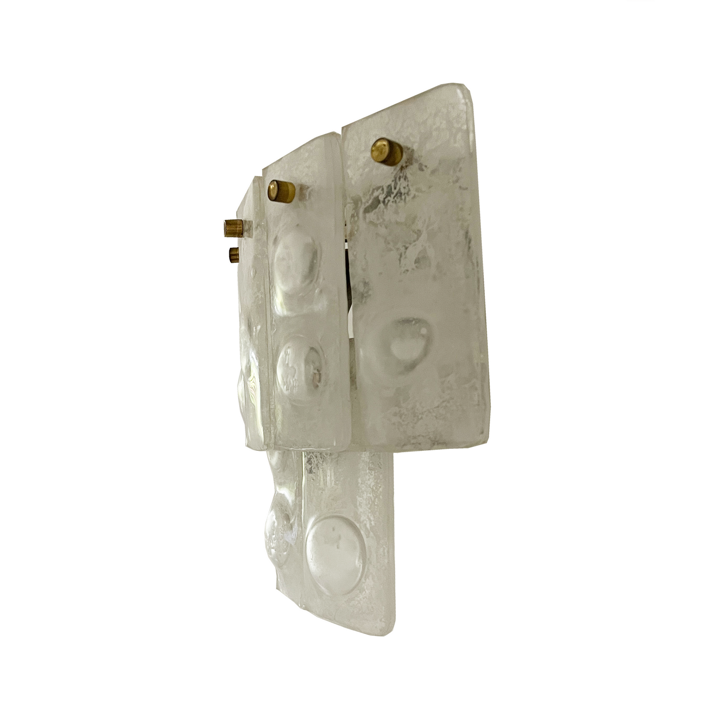 Pair of Double Tiered Frosted Murano Ice Glass Wall Lights - close up