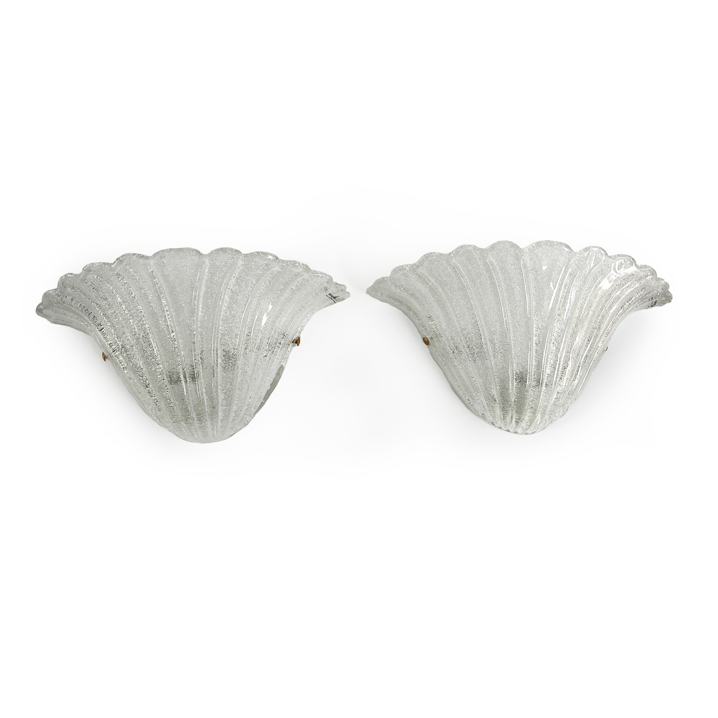 Pair of Vintage Murano Crystal Dew Shell Shaped Sconces