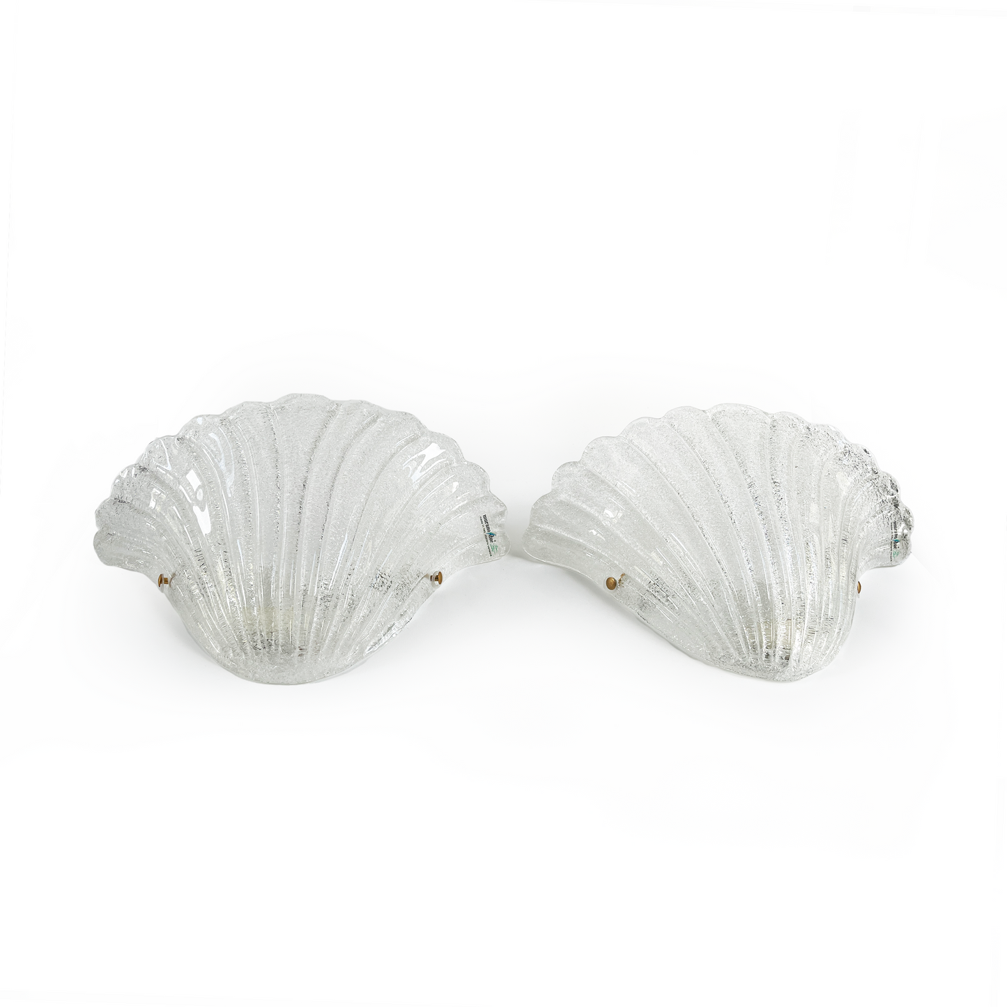 Pair of Vintage Murano Crystal Dew Shell Shaped Sconces