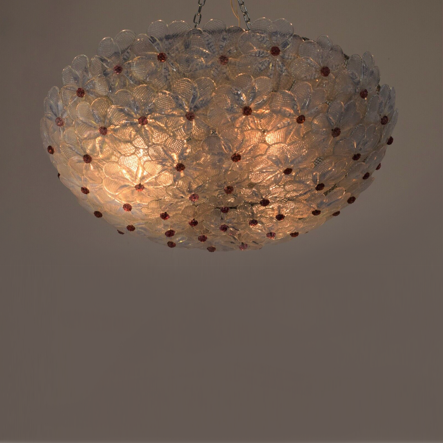 50cm Murano Glass Flower Ceiling Light by Seguso - alternate angle