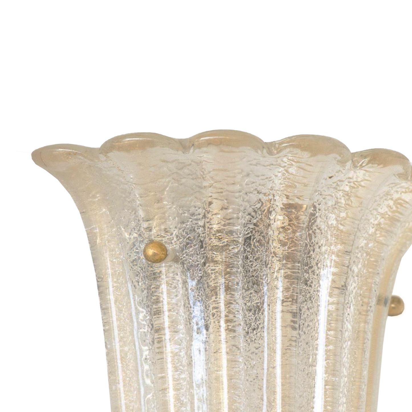 Pair of Large Vintage Gold and Clear Sconces by Barovier & Toso - close up