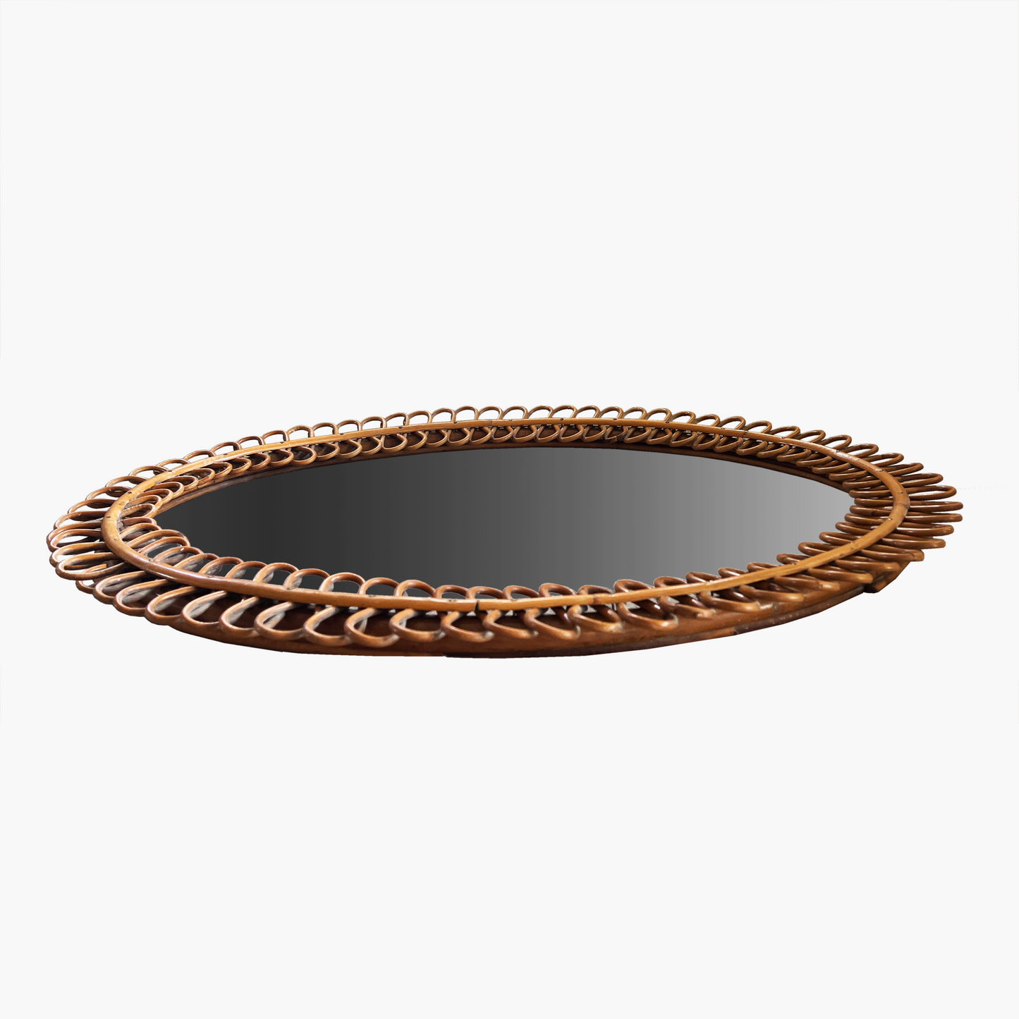 Vintage Oval Looped Mirror by Bonacina - alternate angle