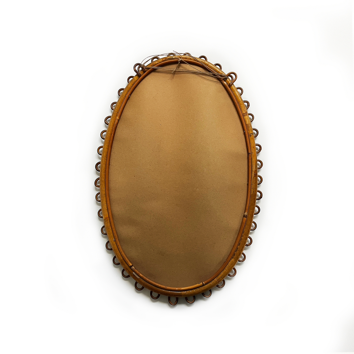 Medium Vintage Oval Bamboo Loop Mirror by Franco Albini for Bonacina - detail view