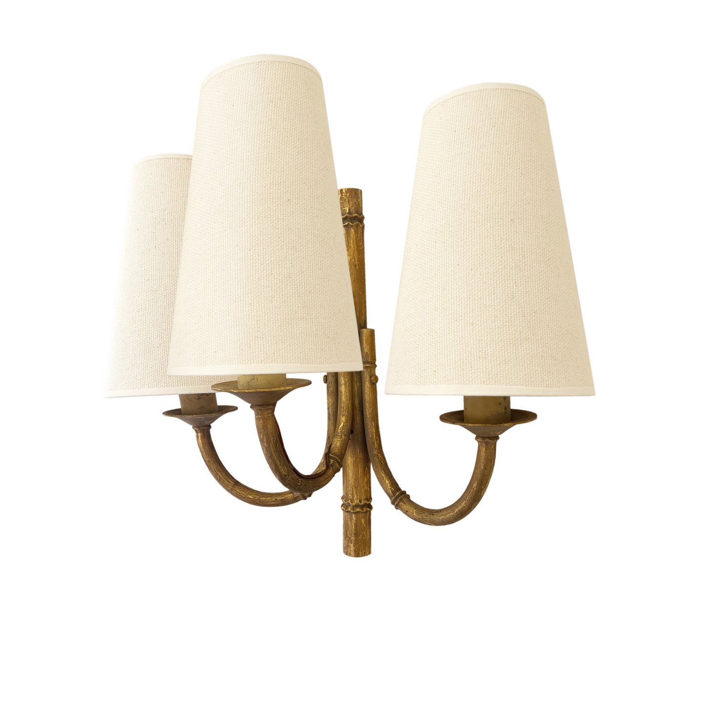 Brass Bamboo 3-Armed Wall Light Jacques Adnet