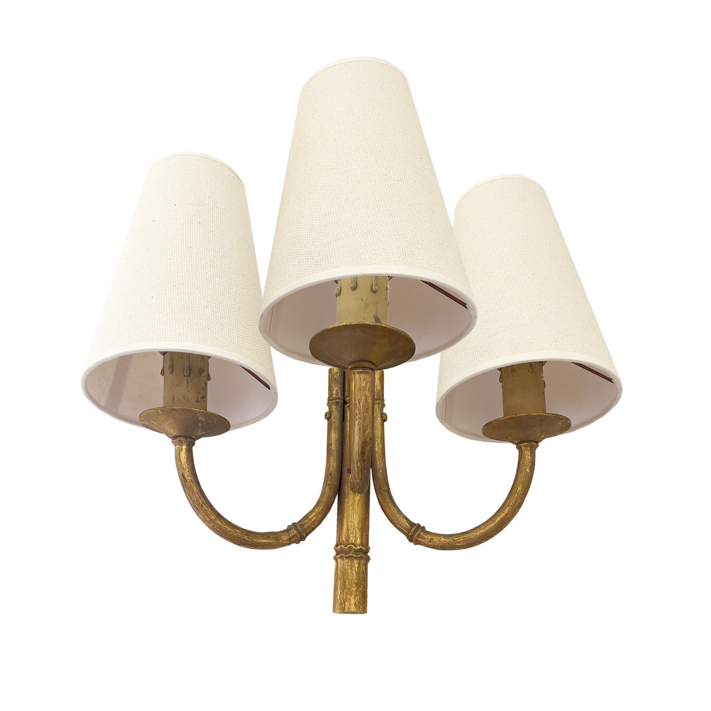 Brass Bamboo 3-Armed Wall Light Jacques Adnet