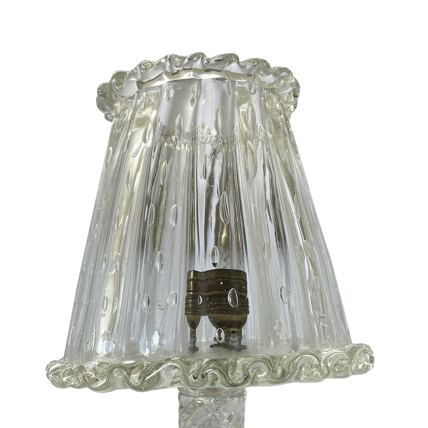 Pair of 1940's Bullicante Murano Glass Shade Scones by Barovier Toso - close up