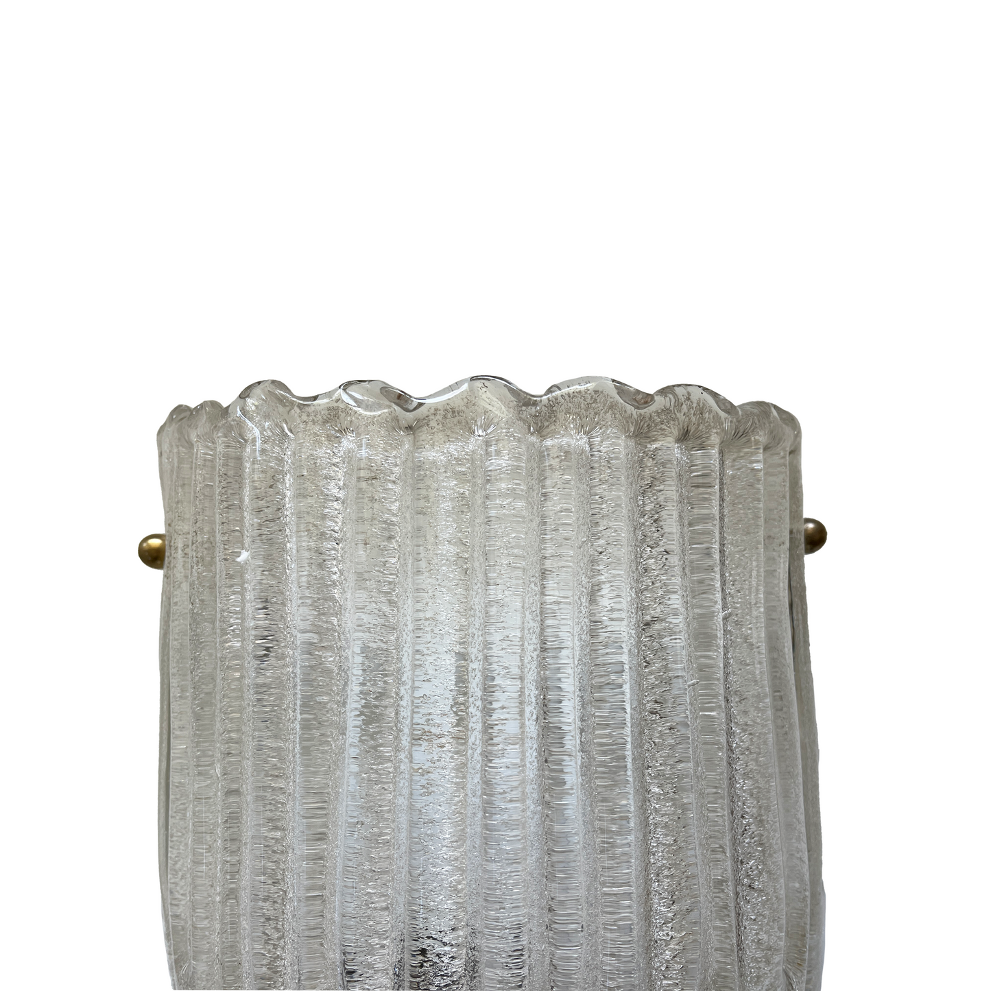 Pair of Vintage White Murano Glass Scalloped Sconces - close up