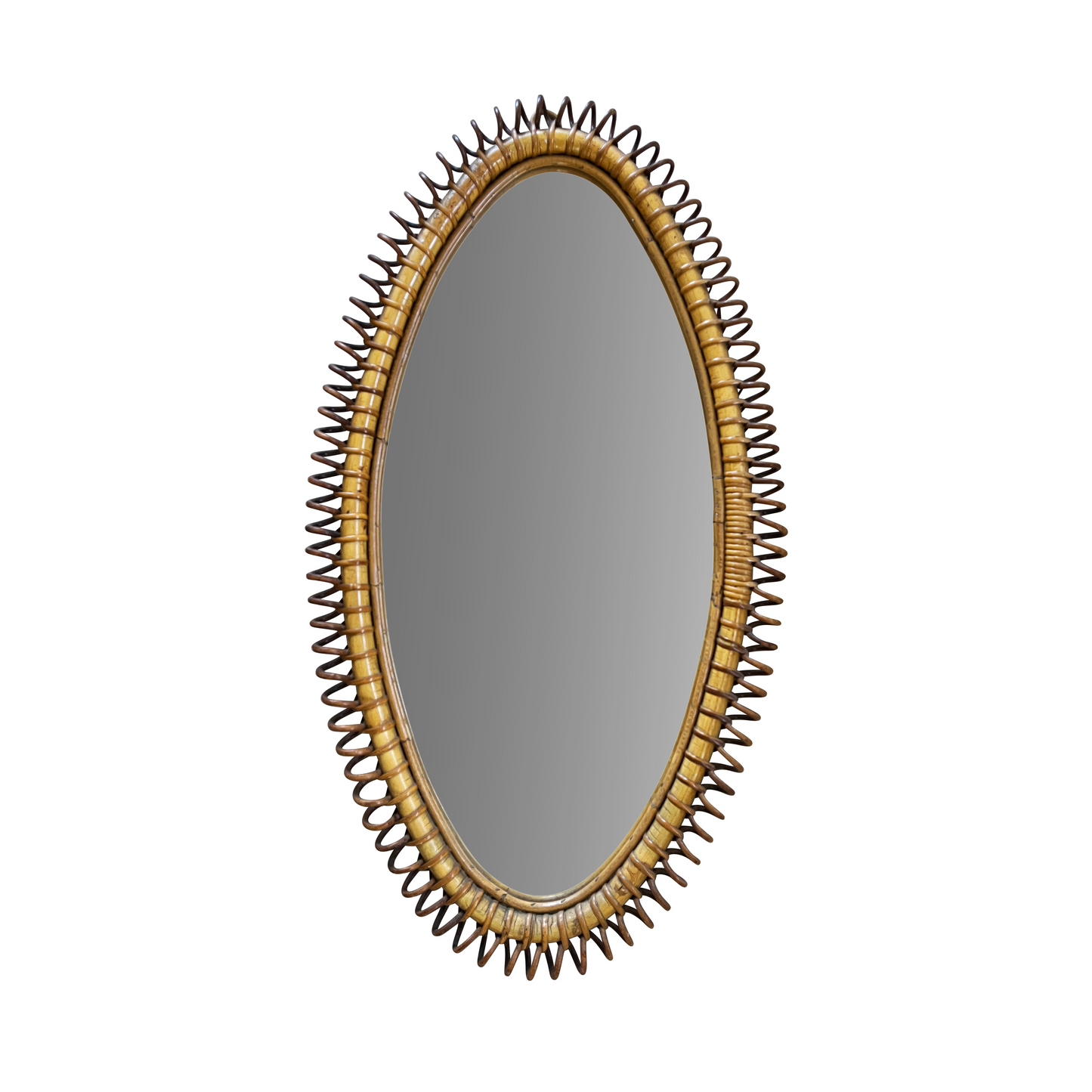Large Bamboo and Rattan Coiled Mirror