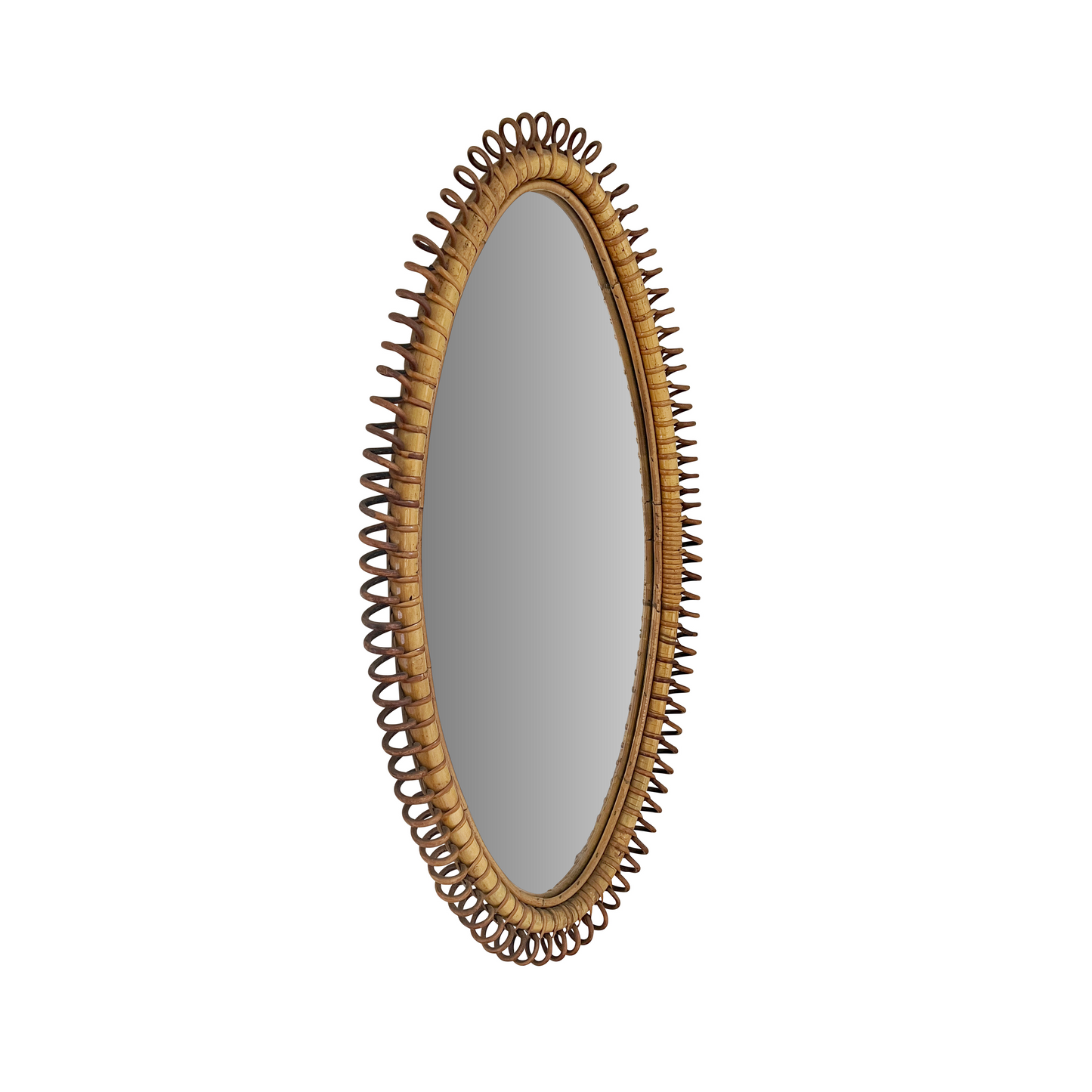 Large Bamboo and Rattan Coiled Mirror