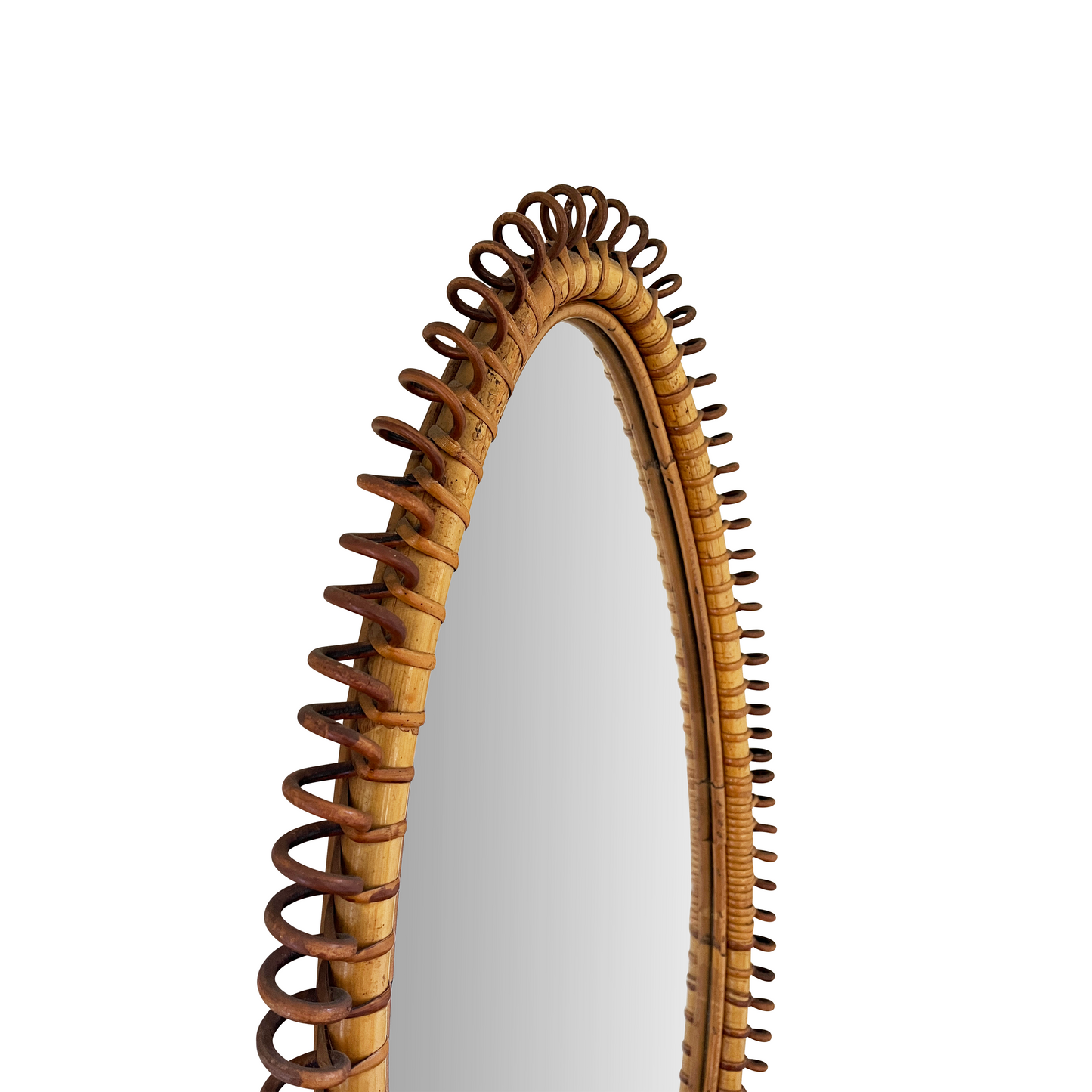 Large Bamboo and Rattan Coiled Mirror