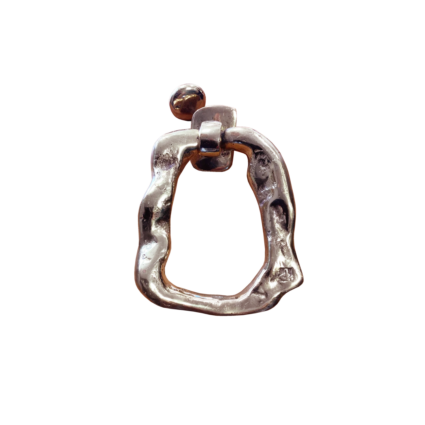 1970s David Marshall brutalist brass door knocker with organic sculptural form and signature stamp
