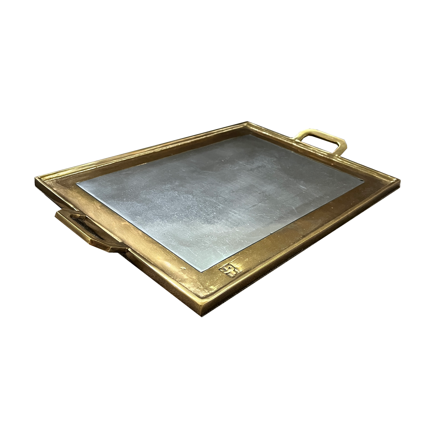 Vintage Brass and Aluminum Tray by Sculptor David Marshall - alternate angle