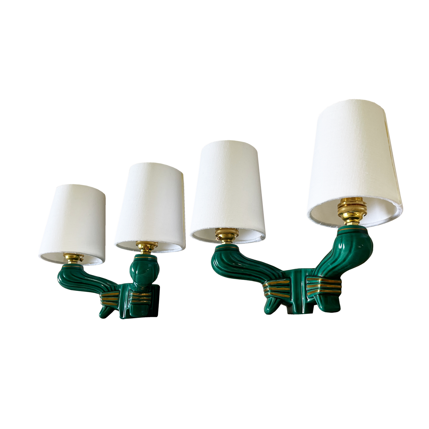 Pair of French Art Deco Twin Arm Wall Lamps