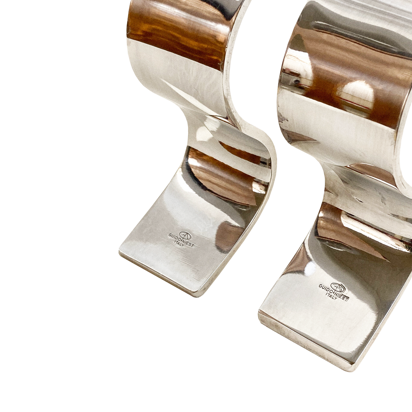 Sterling Silver Ribbon Candle Holders by Guido Niest - Collection 006 - detail view
