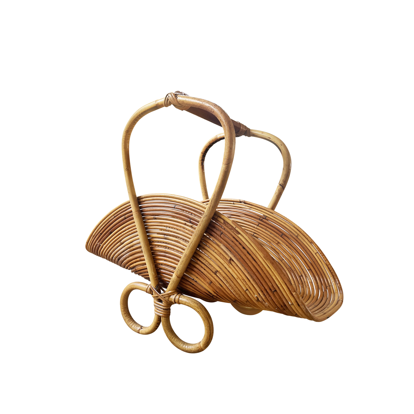 Vintage Bamboo and Rattan Italian Magazine Rack