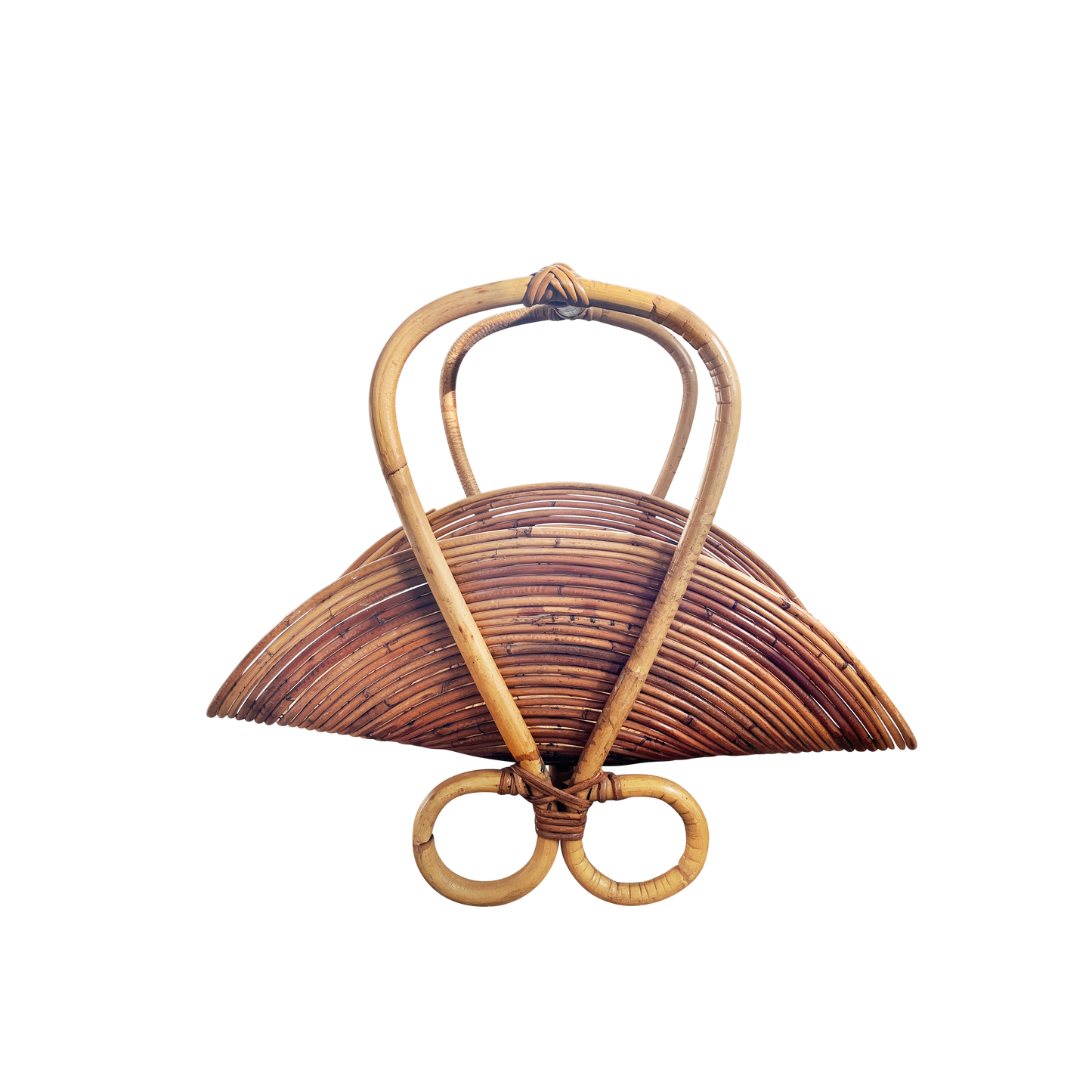 Vintage Bamboo and Rattan Italian Magazine Rack