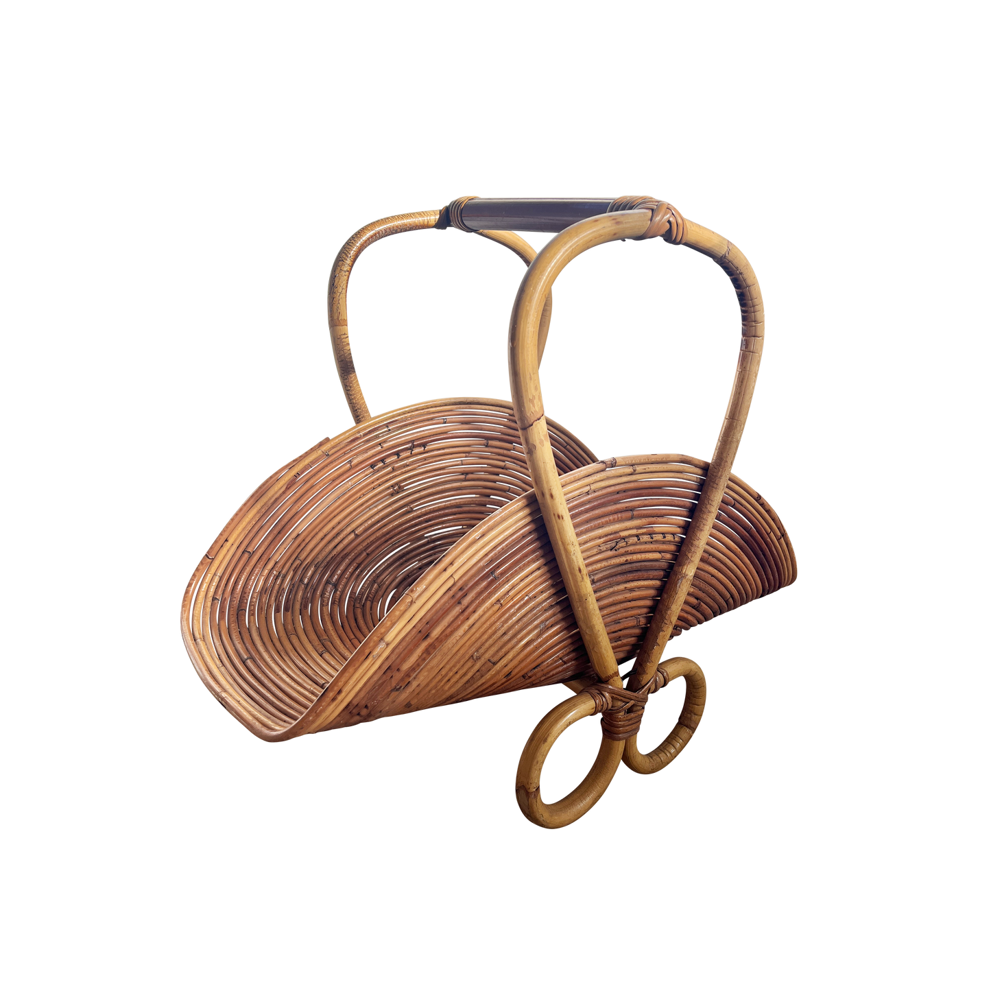 Vintage Bamboo and Rattan Italian Magazine Rack