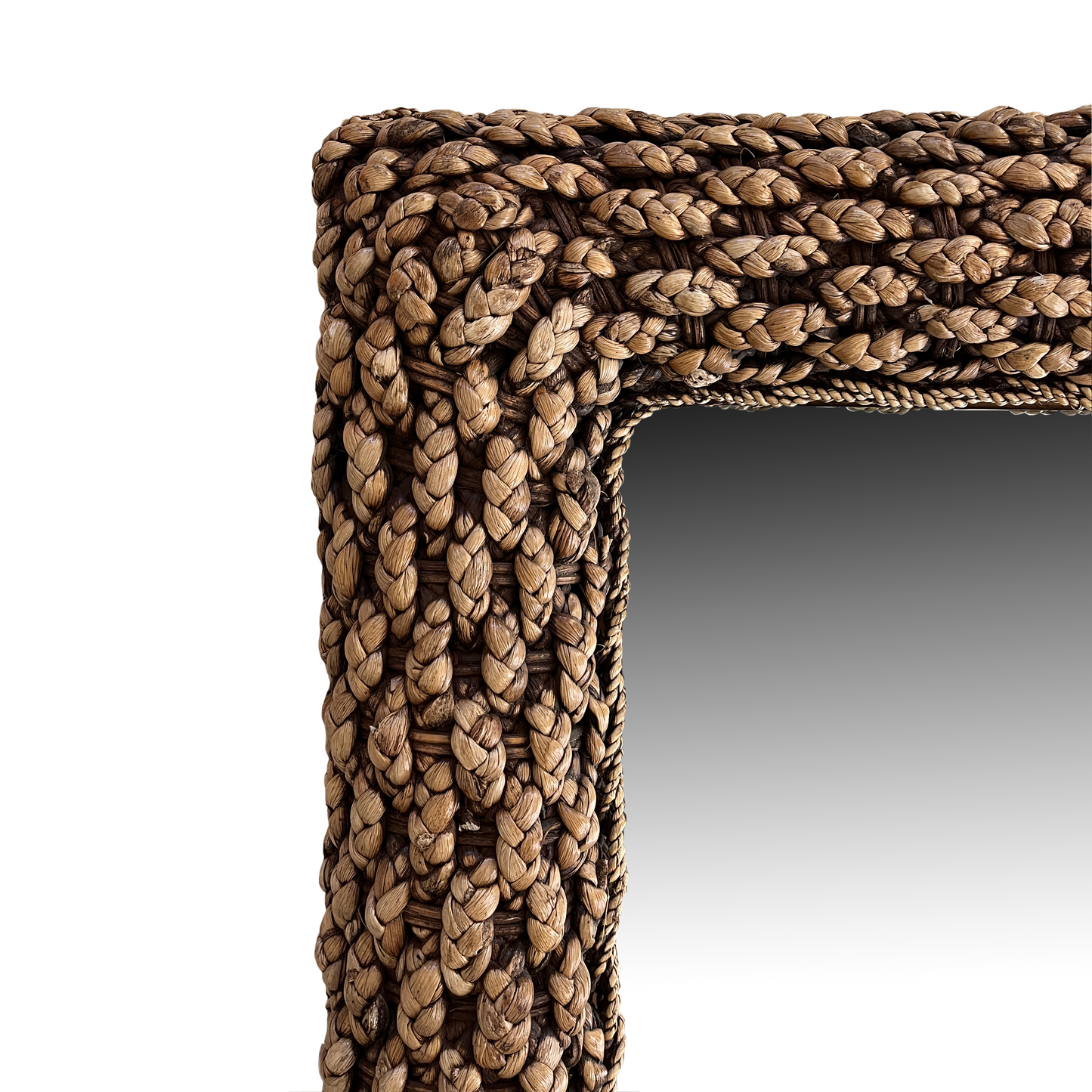 Vintage Water Hyacinth Braided Mirror