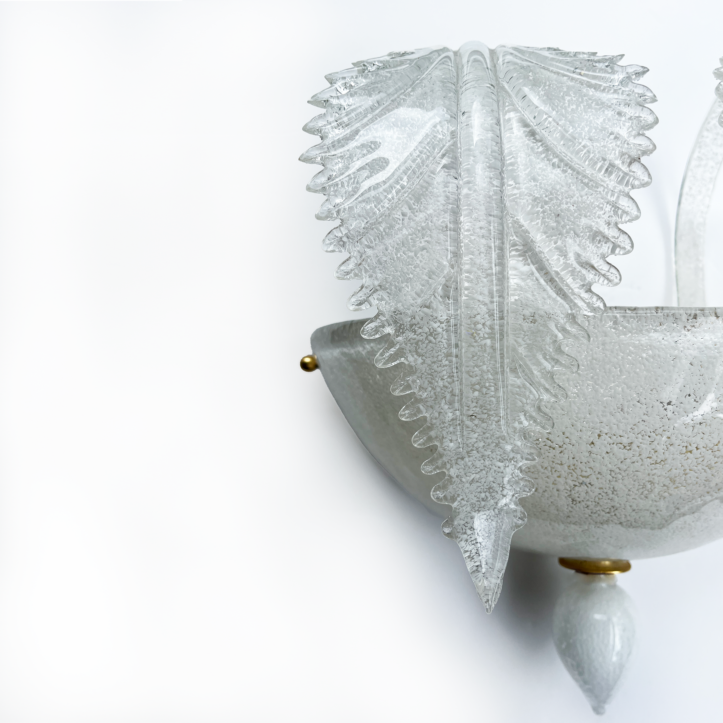 Vintage Double Leaf Granite Glass Sconce by La Murrina - close up