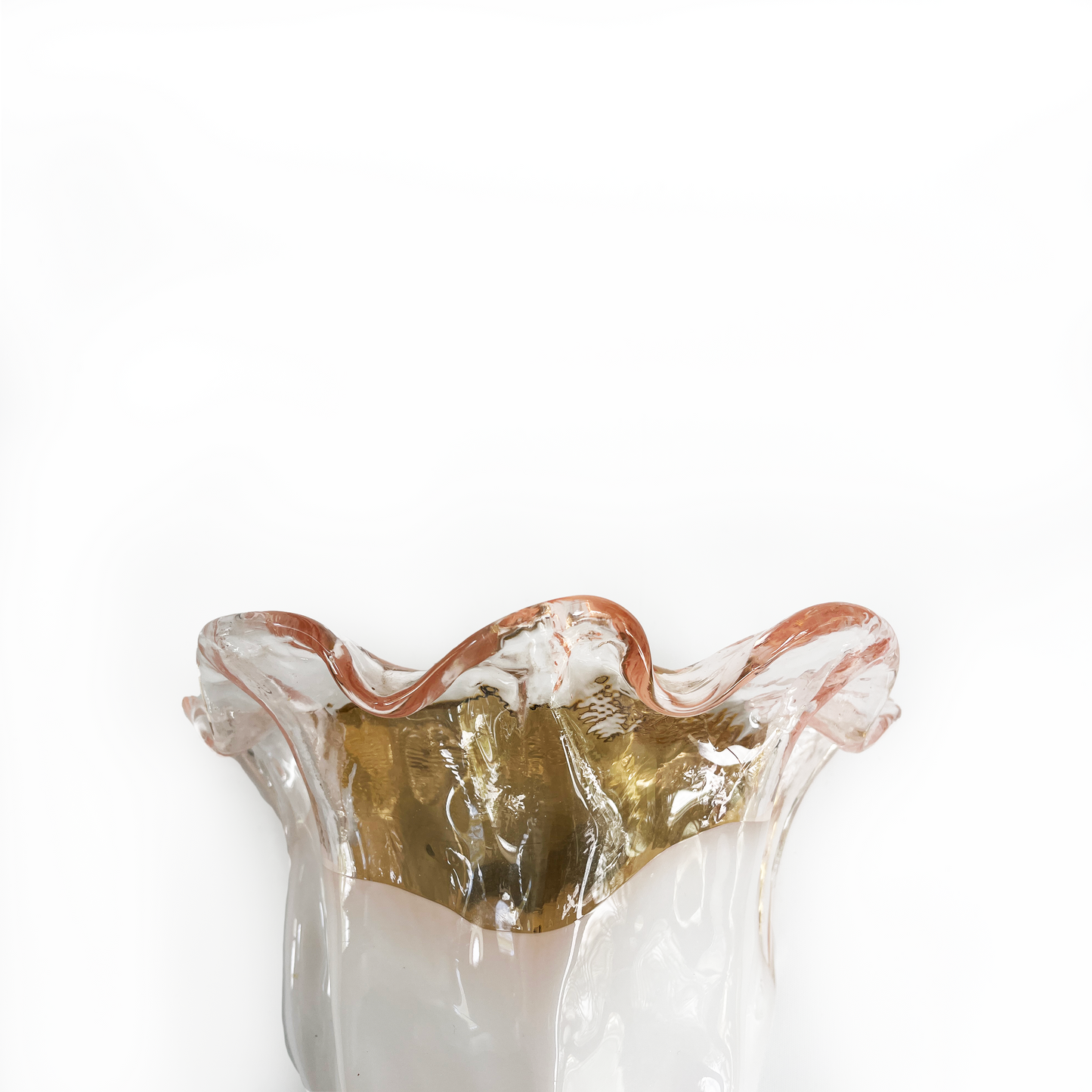 Vintage Tulip Shaped Pink and White Murano Glass Sconce by La Murrina - 1 Available