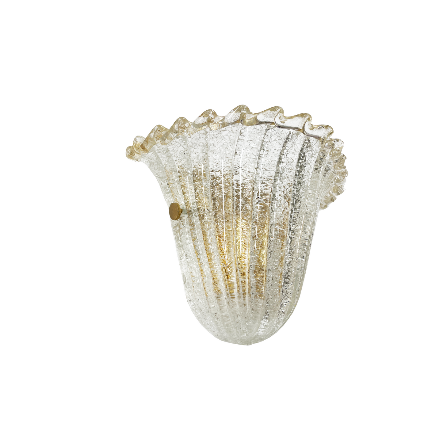 Single Ribbed Murano Glass Sconces with 24kt Gold Wave Piping