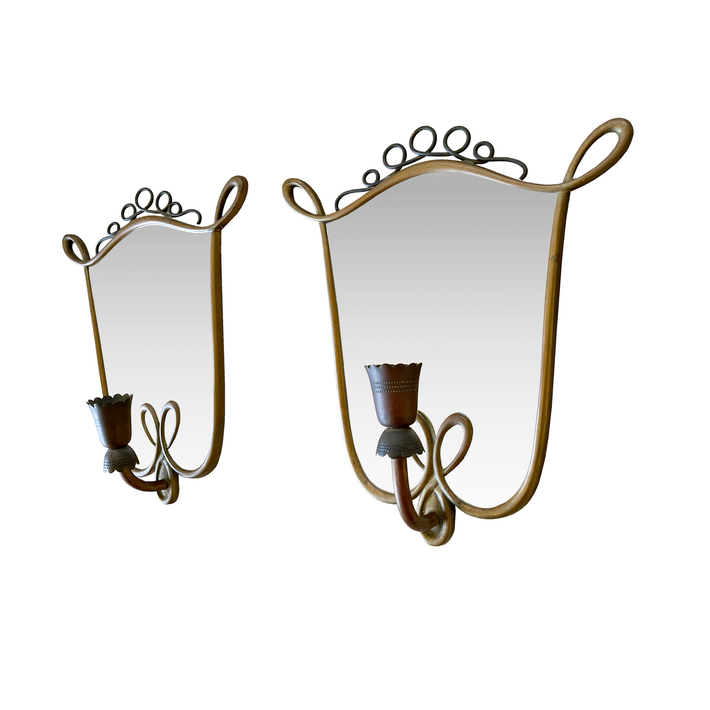 A Pair of Mirror Glass Wall Sconces Attributed to Gio Ponti