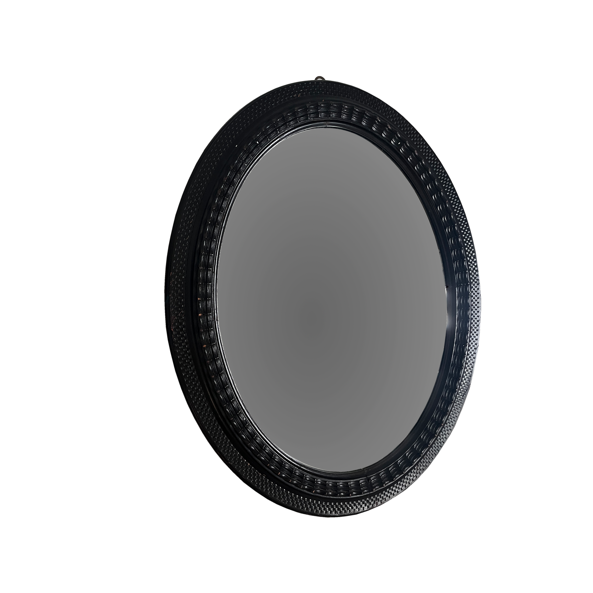 Side view showing inverted profile of 1930s Italian oval mirror frame