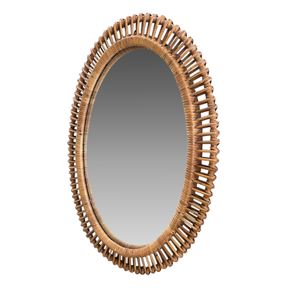 Large Vintage Oval Rattan Mirror