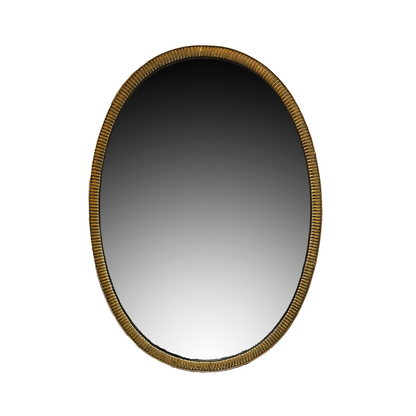 Italian Ribbed Brass Oval Mirror