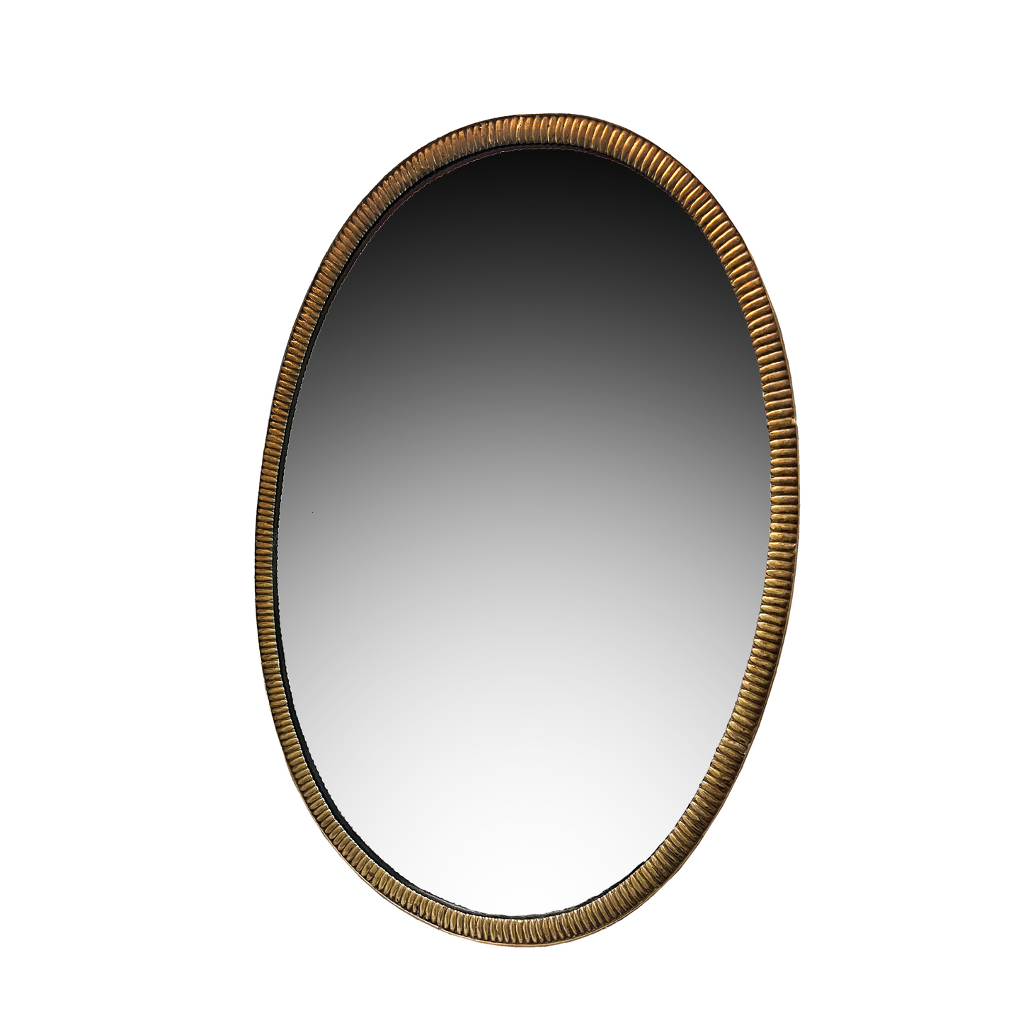 Italian Ribbed Brass Oval Mirror