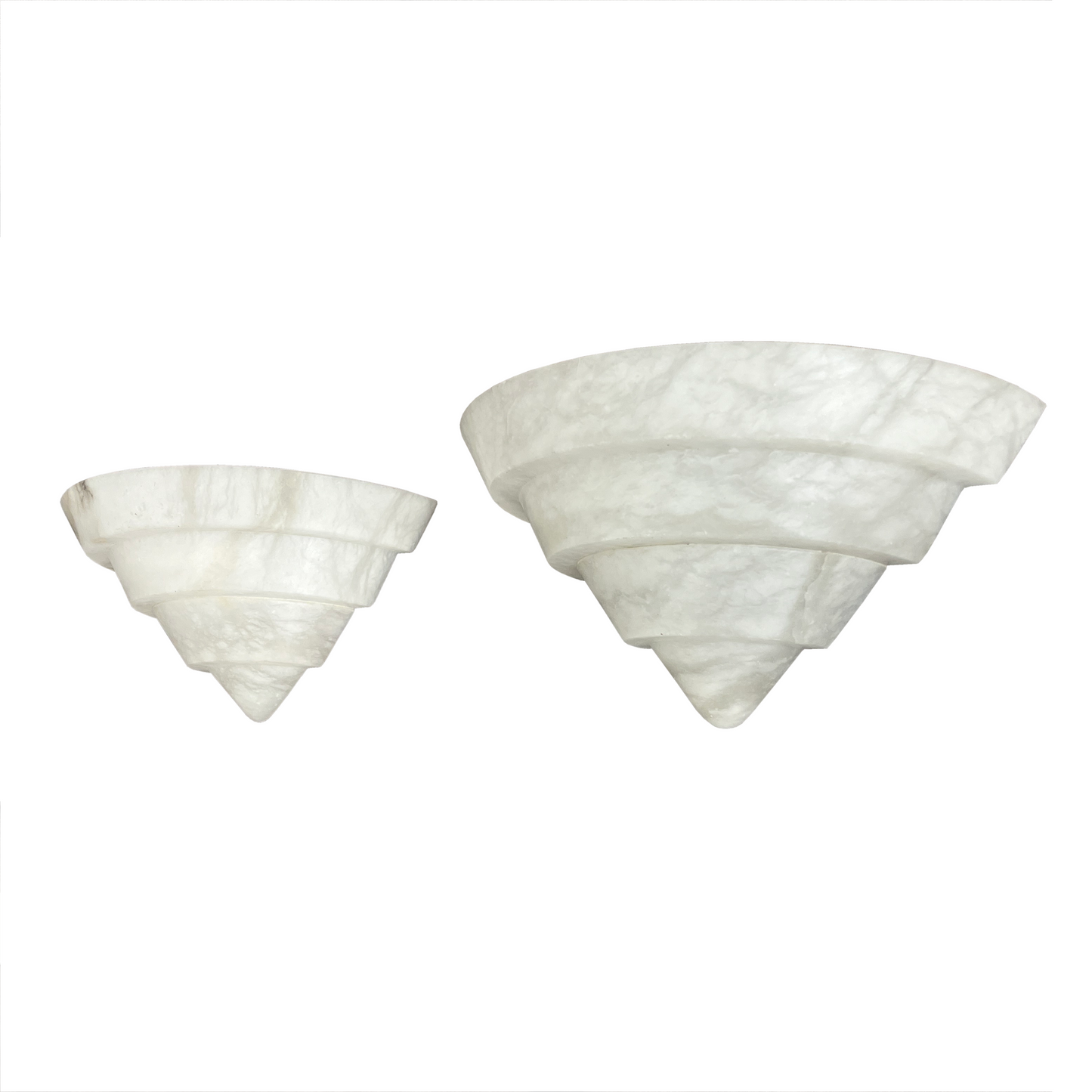 Close-up of natural veining and translucent alabaster on French Art Deco wall light