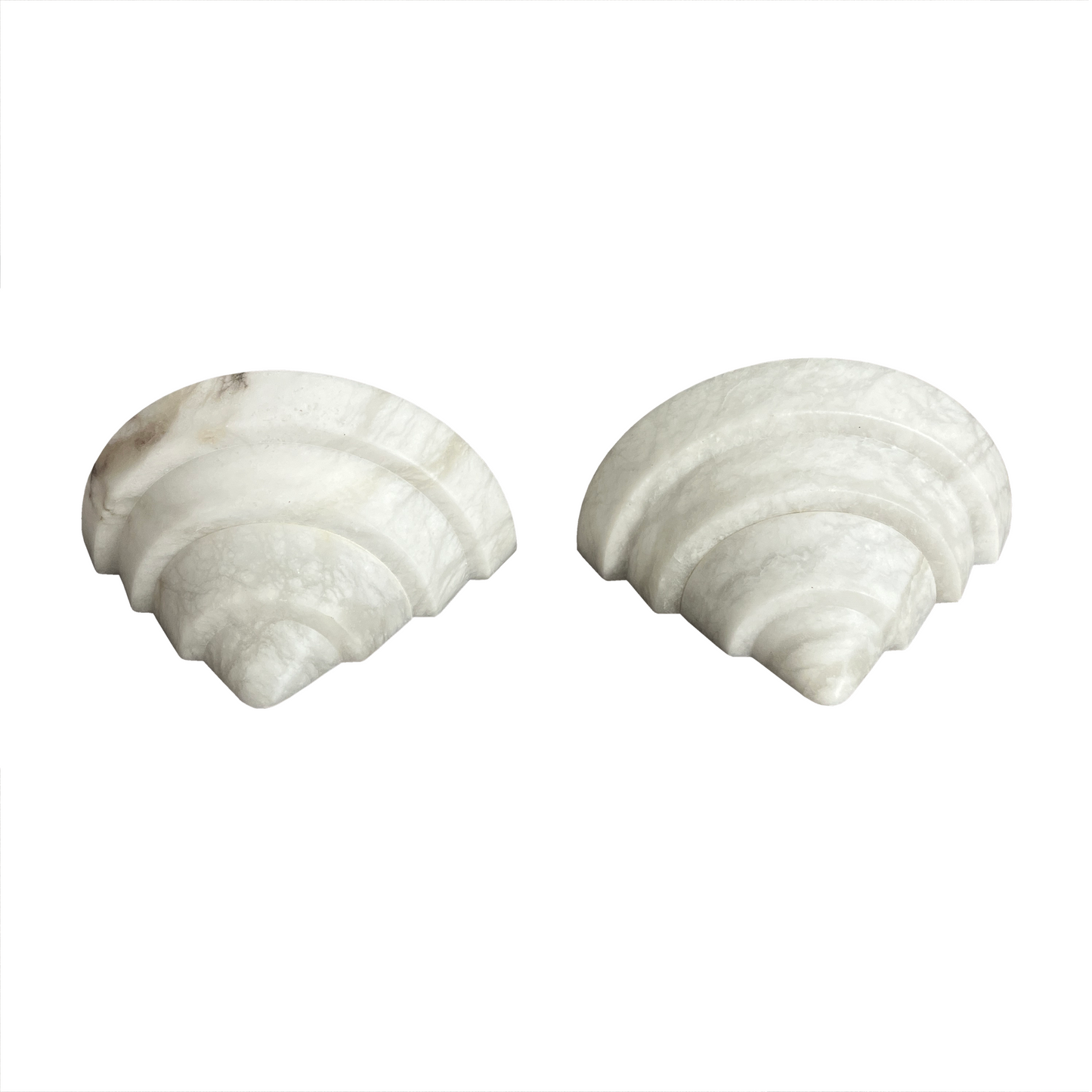 Close-up of natural veining and translucent alabaster on French Art Deco wall light