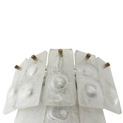 Pair of Double Tiered Frosted Murano Ice Glass Wall Lights