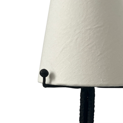 1940s French Art Deco wrought iron table lamp with hand-forged scroll base and geometric spheres