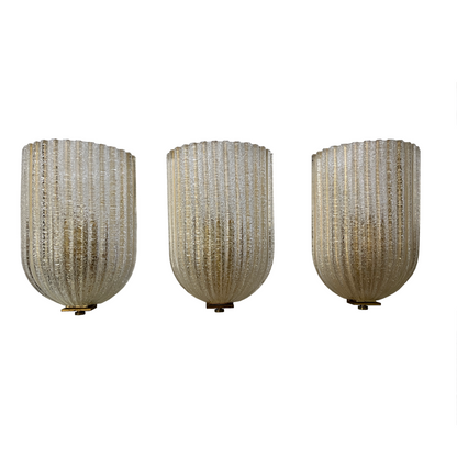 Fluted Barovier Toso Wall Sconces with 24kt Gold - 3 Available