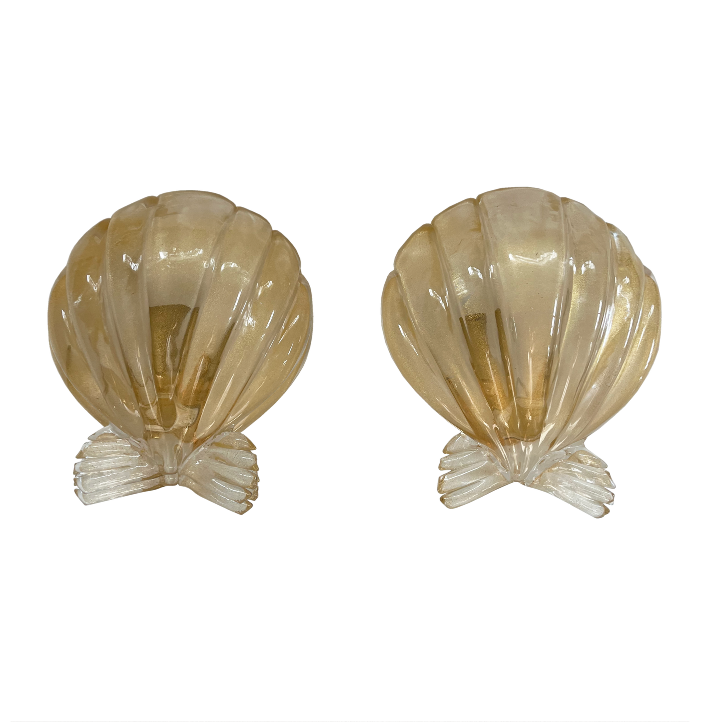 Pair of Murano Glass Shell Sconces by Seguso