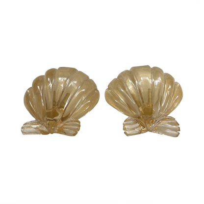 Pair of Murano Glass Shell Sconces by Seguso