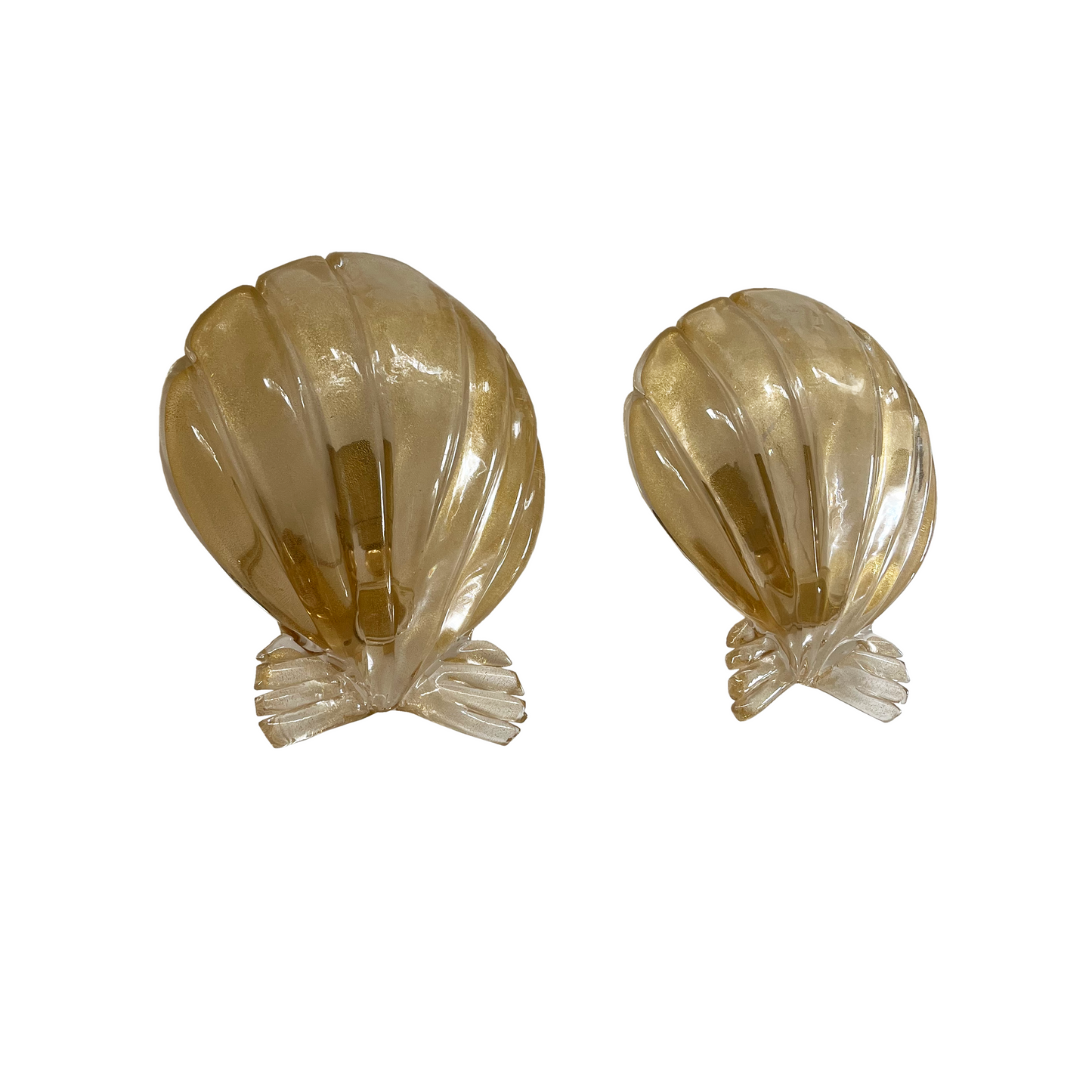 Pair of Murano Glass Shell Sconces by Seguso