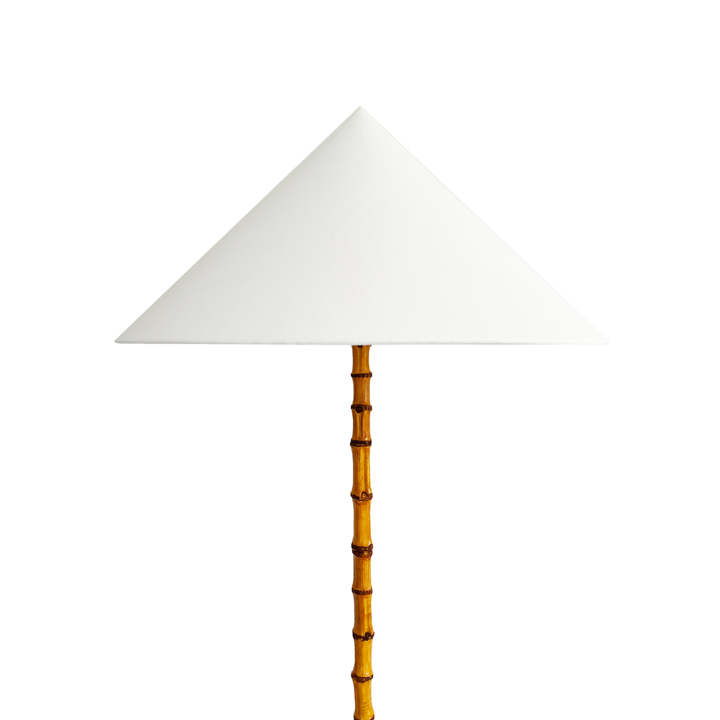 Bamboo and Brass Floor Lamp with Concical Linen Shade
