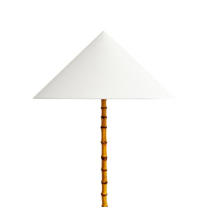 Bamboo and Brass Floor Lamp with Concical Linen Shade