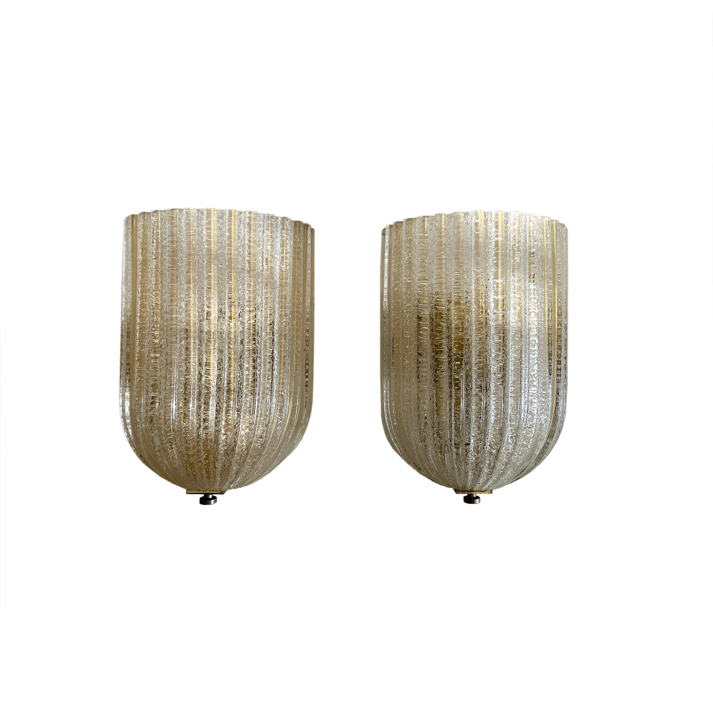 Pair of Fluted Barovier Toso Wall Sconces with 24kt Gold