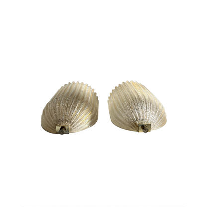 Pair of Fluted Barovier Toso Wall Sconces with 24kt Gold