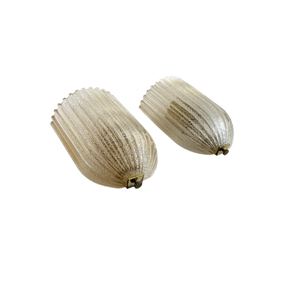 Pair of Fluted Barovier Toso Wall Sconces with 24kt Gold