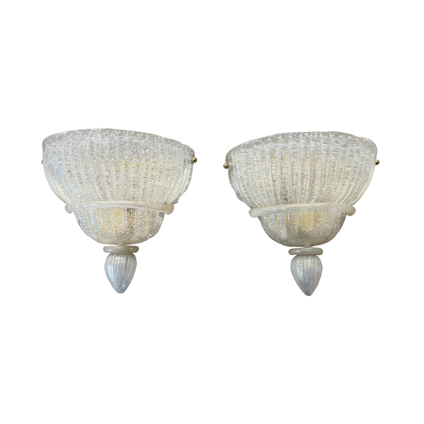 Pair of Murano Glass Sconces with Opaque Piping