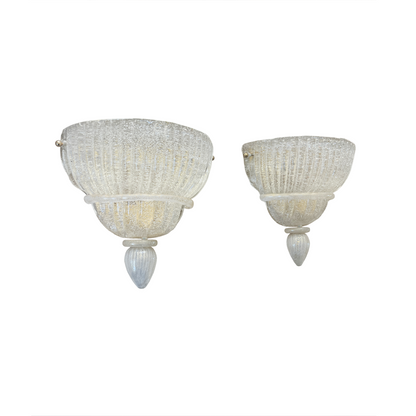 Pair of Murano Glass Sconces with Opaque Piping