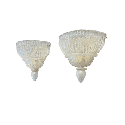 Pair of Murano Glass Sconces with Opaque Piping