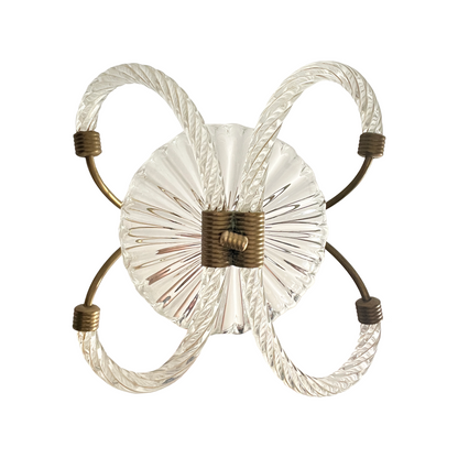 Close-up of rippled torchon hand-formed Murano glass surface on 1940s Barovier & Toso pendant