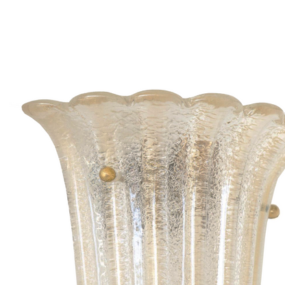 Pair of Large Vintage Gold and Clear Sconces by Barovier & Toso